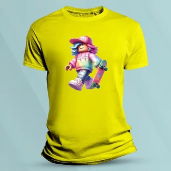 Bavlněné dětské tričko Roblox skejťačka Žlutá velikost 128