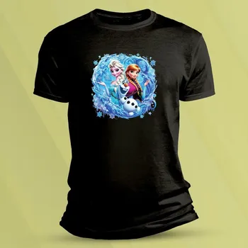 Bavlněné dětské tričko Frozen Elza a Anna Černá velikost 128 (7-8 let)