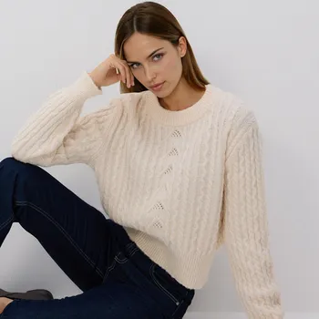 Dámský svetr Reserved - Svetr z&nbsp;dekorativního úpletu - tělová - 459HI-02X - 459HI-02X-S