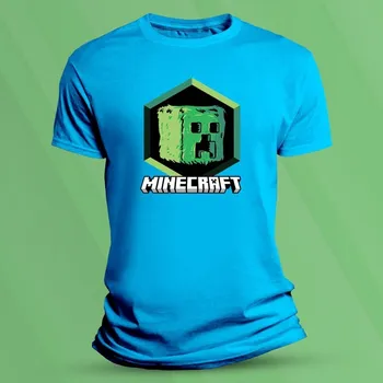 Bavlněné dětské tričko Minecraft Movie velikost 128 (7-8 let) Azurová