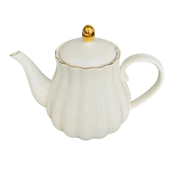 Konvice na čaj Luxusní bílá se zlatým okrajem