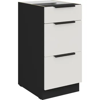 Kuchyňská linka Spodní skříňka Aria 40 D 3S BB - Premium Box Barva korpusu: Černá, Barva dvířek: WH - Crystal white AFM