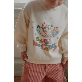 Chlapecká mikina Dětská bavlněná mikina Konges Sløjd SPOTTY LS POLO GOTS KS104433.9BYA béžová 01X, vel. 134-140