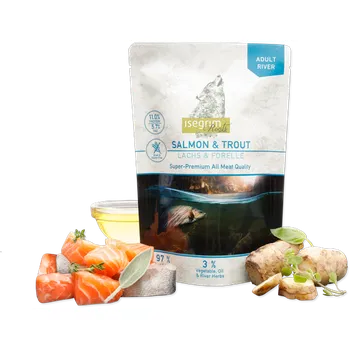 Krmivo pro psa ISEGRIM kapsička losos a pstruh 410g