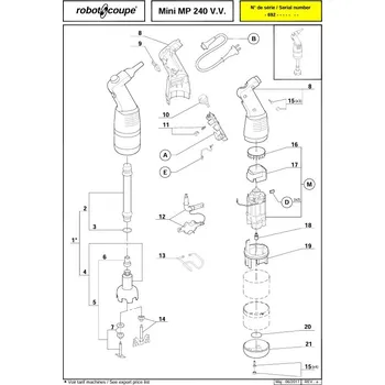 Kuchyňský robot ROBOT COUPE s.n.c. Robot Coupe MP 240 Mini NÁHRADNÍ NOHA MIXERU KOMPLET VČ. ZVONU HŘÍDELE A NOŽE 27362