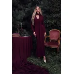 M891 Šaty s řasením a šerpou - bordó EU L