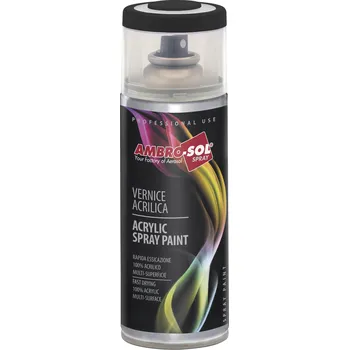 Barva ve spreji Víceúčelová černá akrylová barva ve spreji AMBRO-SOL Multipurpose Acrylic Paint 400 ml Úroveň lesku: RAL 9005 Černá MATNÁ