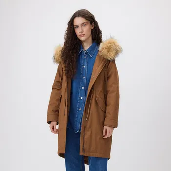 Dámský kabát Reserved - Bavlněná parka s kapsami - měděná - 701HD-28X - 701HD-28X-M