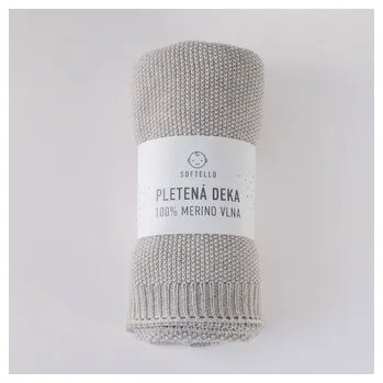 Dětsný nábytek Pletená merino deka SOFTELLO - ABA svetlosivá
