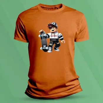 Chlapecké tričko Dětské tričko s potiskem Roblox skejťak 3 velikost 140 (9-11 let) Oranžová
