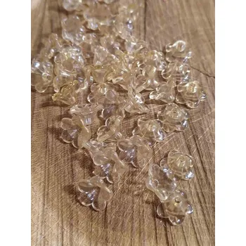 Korálek Plastové korálky zvoneček 12 mm 50 ks barva béžová