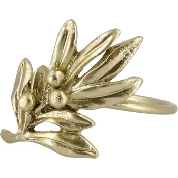 Mosazný antik kovový kroužek na ubrousek se jmelím - 4*5*5 cm