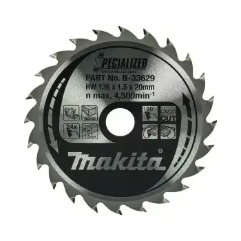 Pilový kotouč B-33629 Kotouč pilový dřevo SPECIALIZED 136x1.5x20mm 24Z pro aku pily Makita