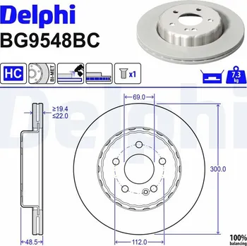 Brzdový kotouč Brzdový kotouč DELPHI BG9548BC
