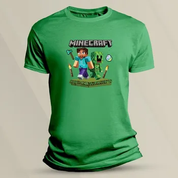 Dětské tričko s potiskem Minecraft Steve a Creeper velikost 104 (3-4 roky) Zelená