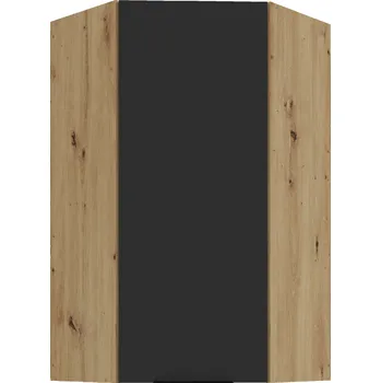 Horní rohová skříňka Aria 60x60 GN-108 1F (45°) Barva korpusu: Dub artisan, Barva dvířek: BL - Black AFM