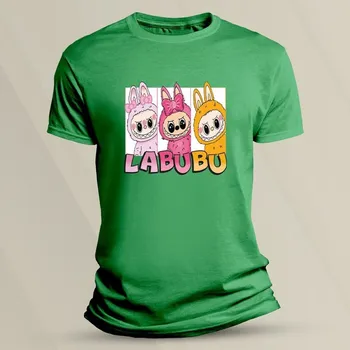 Chlapecké tričko Dětské bavlněné tričko Tři Labubu velikost 128 Zelená