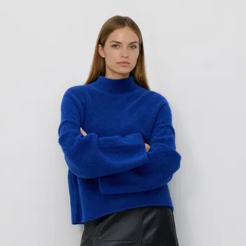 Dámský svetr Reserved - Svetr s rolákem - modrá - 544HH-55X - 544HH-55X-M