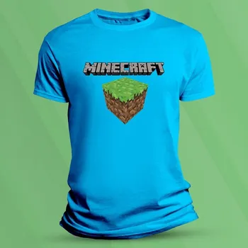 Chlapecké tričko Dětské bavlněné tričko Minecraft kostka velikost 116 Azurová