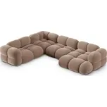 Hnědá sametová rohová pohovka (levý roh/do "U") Loretto – Cosmopolitan Design