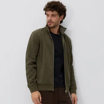 Pánská mikina Reserved - Hladká mikina se stojáčkem - olivová - 6936H-91X - 6936H-91X-XXL