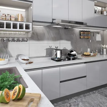 Tapeta zahrada-XL Samolepící tapeta na nábytek stříbrná vysoký lesk 500x90 cm PVC 326148