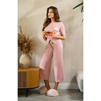 Dámské pyžamo Pyžamo Belle Reverie MK 35 Only You kr/r S-L růžový akt L