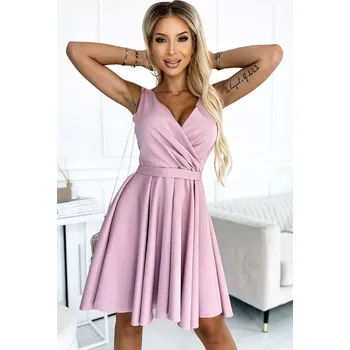 Dámské šaty 478-2 MAYA Šaty s delšími zády, výstřihem a páskem - BRUCE ROSE S