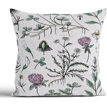 Bytový textil Bavlněný povlak na polštář Renforcé 40 × 40 cm - Herbář šedý