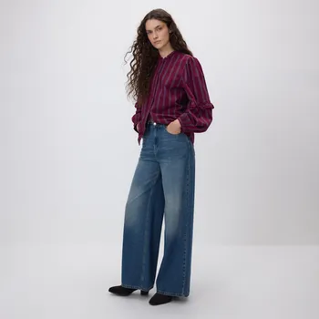 Dámské džíny Reserved - Džíny wide leg s ošoupáním - indigo jeans - 589HV-57J - 589HV-57J-42