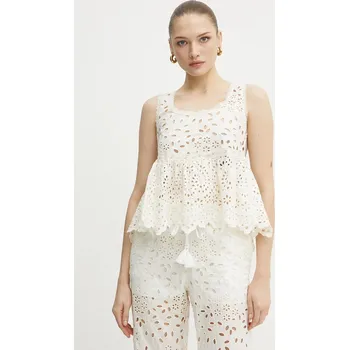 Bavlněný top Ermanno Firenze 56TL001EN3 béžová 01A, vel. 36