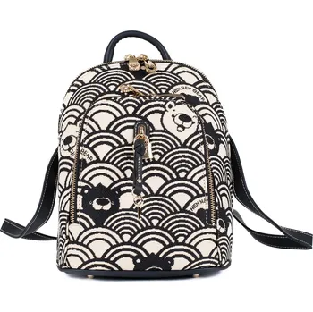 Městský batoh Henney Bear Dámský batoh Black White Wave H-118