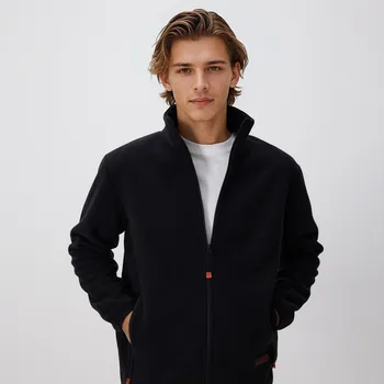 Pánská mikina Reserved - Flísová mikina se stojáčkem - černý - 6999H-99X - 6999H-99X-M