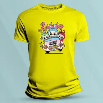 Dětská móda Dětské bavlněné tričko Labubu Závodníci Žlutá velikost 104 (3-4 roky)