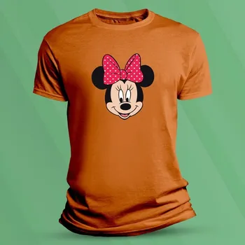 Dětská móda Bavlněné dětské tričko Myška Minnie velikost 104 (3-4 roky) Oranžová