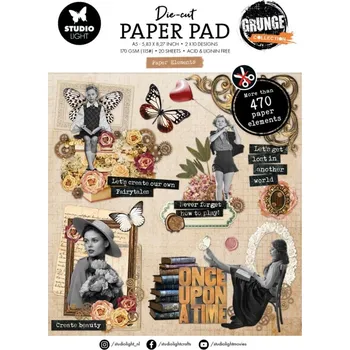 Studio Light Blok s papírovými výseky Studio Light "Grunge", A5, 20 l. - Rozkvetlé retro