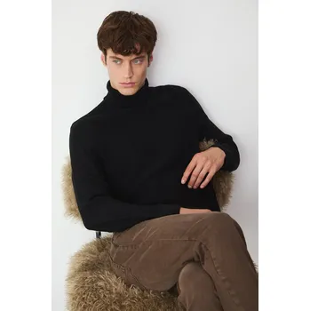 Pánský svetr Bavlněný svetr Medicine pánský, černá barva, s golfem RW25-SWM072 99X, vel. XXL