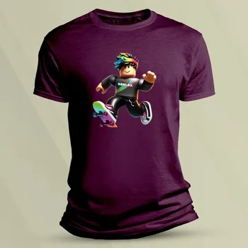 Dětské tričko s potiskem Roblox barevný skejťak velikost 104 (3-4 roky) Vínová