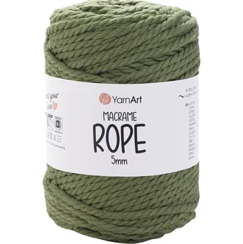 Příze Yarn Art Macrame Rope 5 mm 5 mm 85 m 787 Olive Green Šňůra