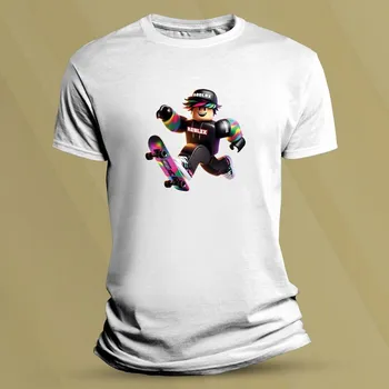 Chlapecké tričko Bavlněné dětské tričko Roblox barevný skejťak 2 Bílá velikost 104 (3-4 roky)