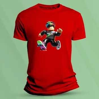 Dětské tričko s potiskem Roblox barevný skejťak Červená velikost 128 (7-8 let)