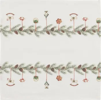 Papírový ubrousek Krémový bavlněný ubrousek s girlandou Aix Christmas - 40*40 cm