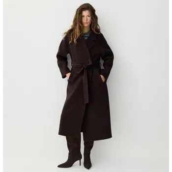 Reserved - Klasický kabát s&nbsp;příměsí vlny handmade - tmavě hnědá - 479GX-89X - 479GX-89X-XL