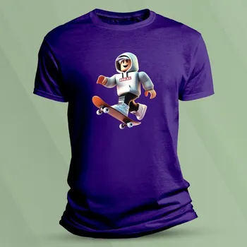Bavlněné dětské tričko Roblox skin velikost 128 (7-8 let) Purpurová