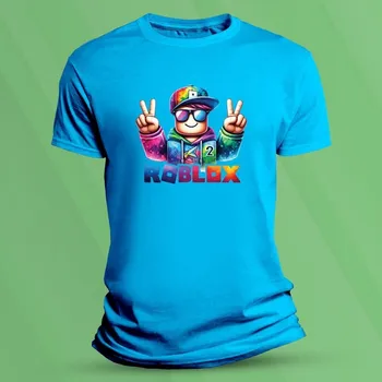 Bavlněné dětské tričko Roblox hráč 2 velikost 140 (9-11 let) Azurová
