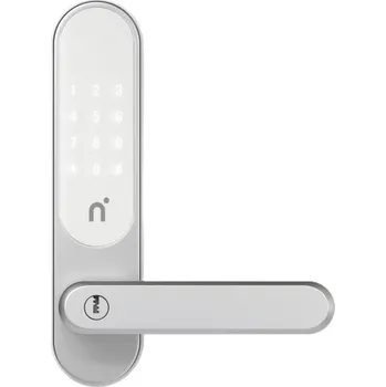 Inteligentní elektronický zámek Nimly Touch Silver/White, s dotykovým panelem a RFID čtečkou nebo aplikací, stříbrná / bílá