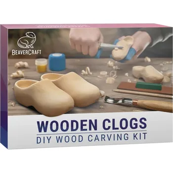 Pracovní nůž BeaverCraft hobby sada Wooden Clogs Carving Hobby Kit