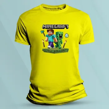 Dětské tričko s potiskem Minecraft Steve a Creeper Žlutá velikost 140 (9-11 let)