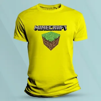 Chlapecké tričko Dětské bavlněné tričko Minecraft kostka Žlutá velikost 104