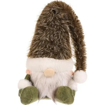 Vánoční dekorace Vánoční dekorace Skřítek sedící, v. 20 cm, zelená/bílá, 20 CM